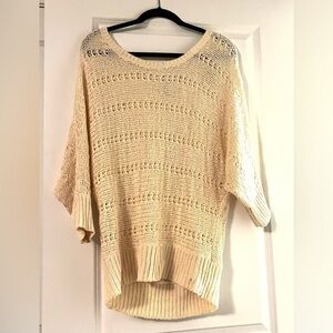 Crochet cream sweater with dolman sleeves